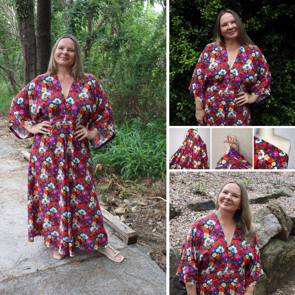 Artlux ~ 'Damson' Multi | Navy Marocaine Viscose Crepe ~ Made in Italy ~ *Clearance Sale 30% Off